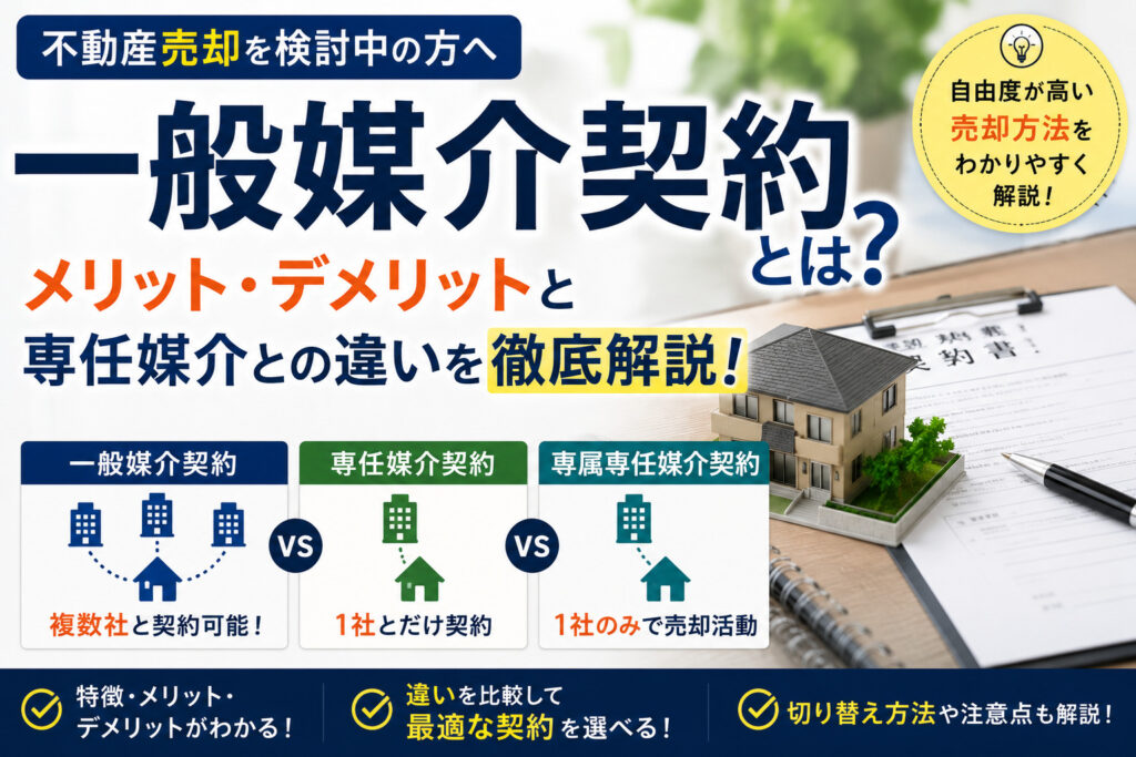 「一般媒介契約とは？メリット・デメリット、専任媒介との違いと切り替え方法を解説」の見出し画像