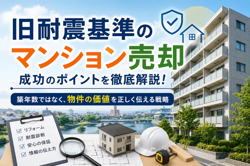 「旧耐震マンションは売れる！価格を下げずに売却を成功させる5つの対策と裏ワザ」の見出し画像