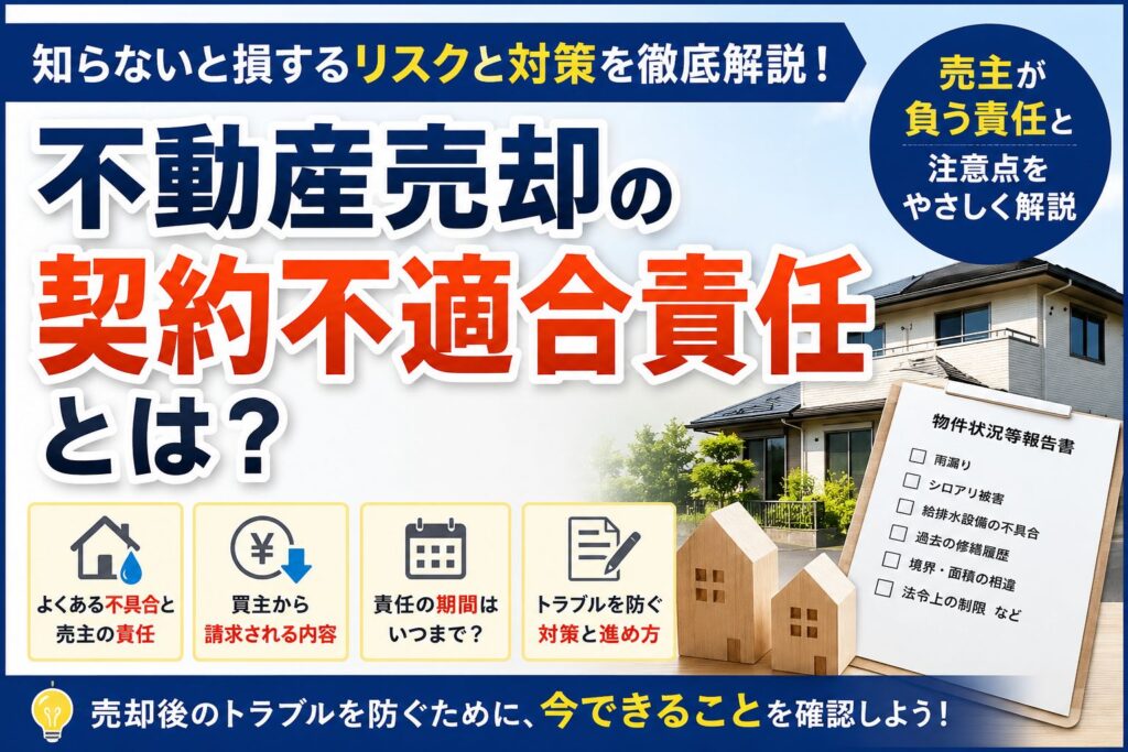 「不動産売却の契約不適合責任とは？売主が知っておきたい期間・免責・トラブル対策」の見出し画像