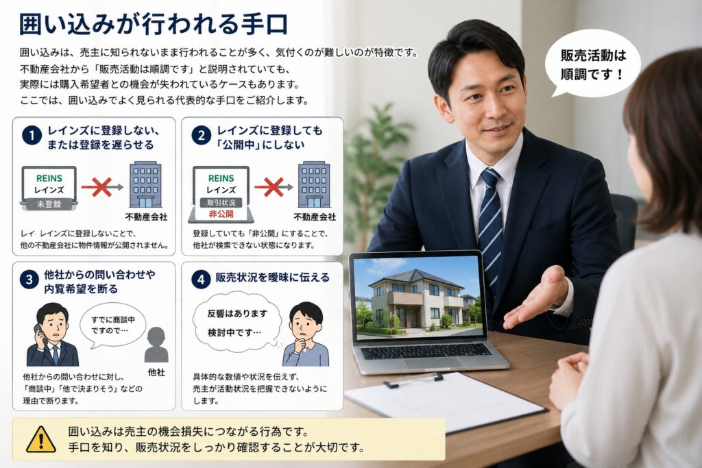 囲い込みが行われる手口