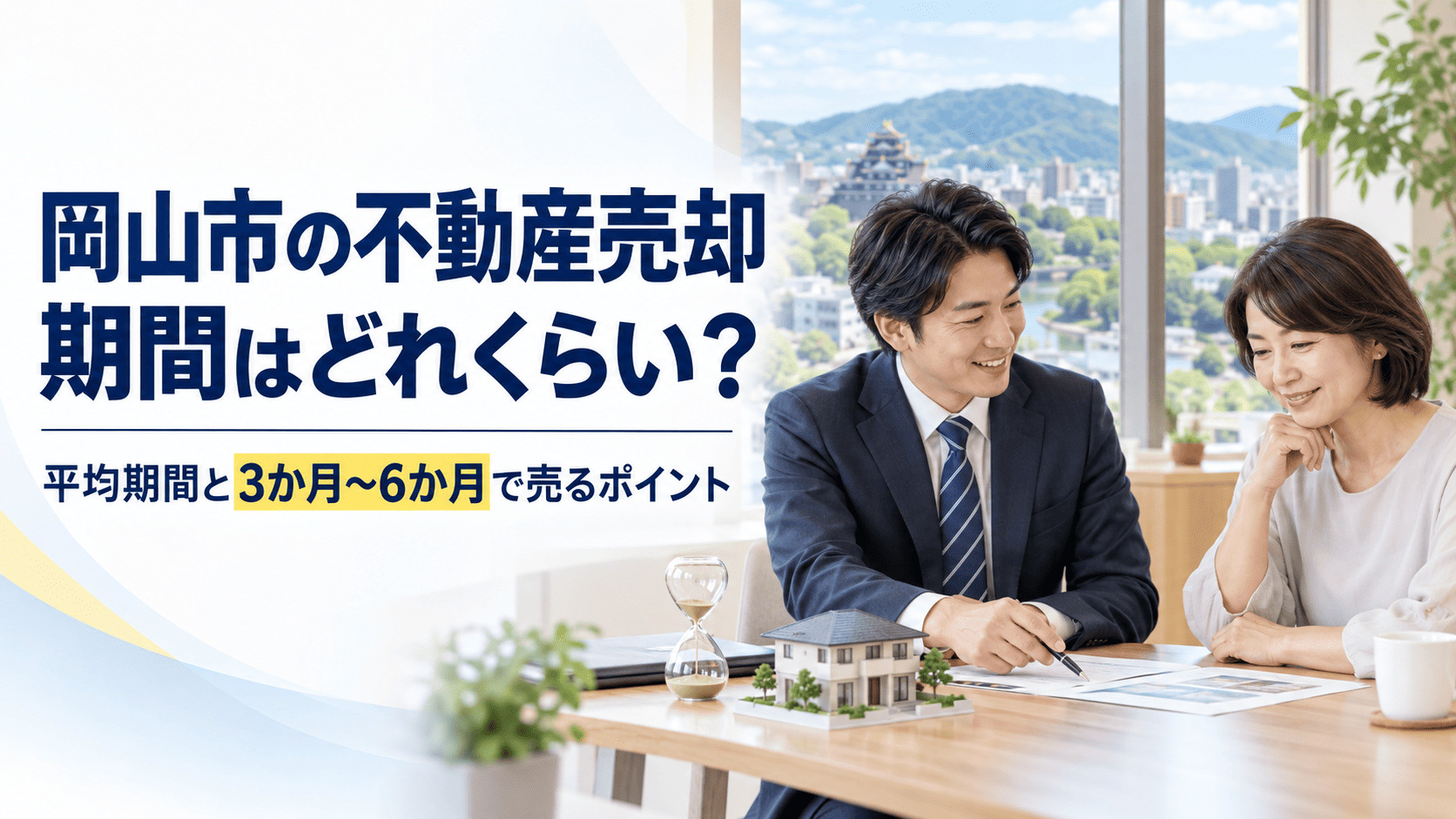 「岡山市で不動産売却にかかる期間は?平均期間と3か月〜6か月で売るポイントを解説」の見出し画像