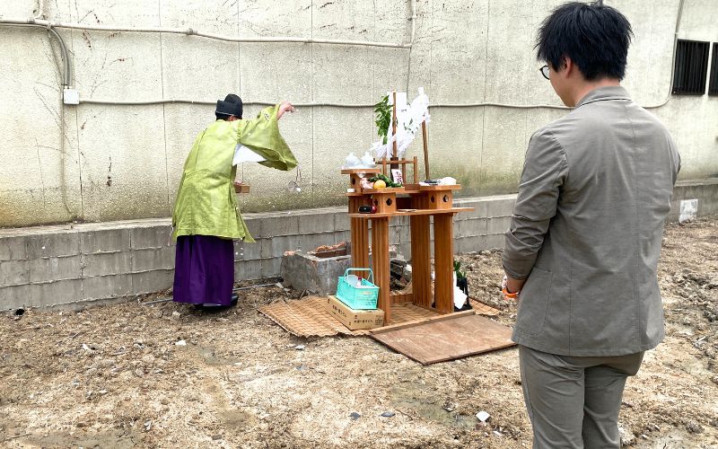 「【おかやまガレージ２棟目】ガレージハウスの建設予定地で井戸のお祓い」の見出し画像